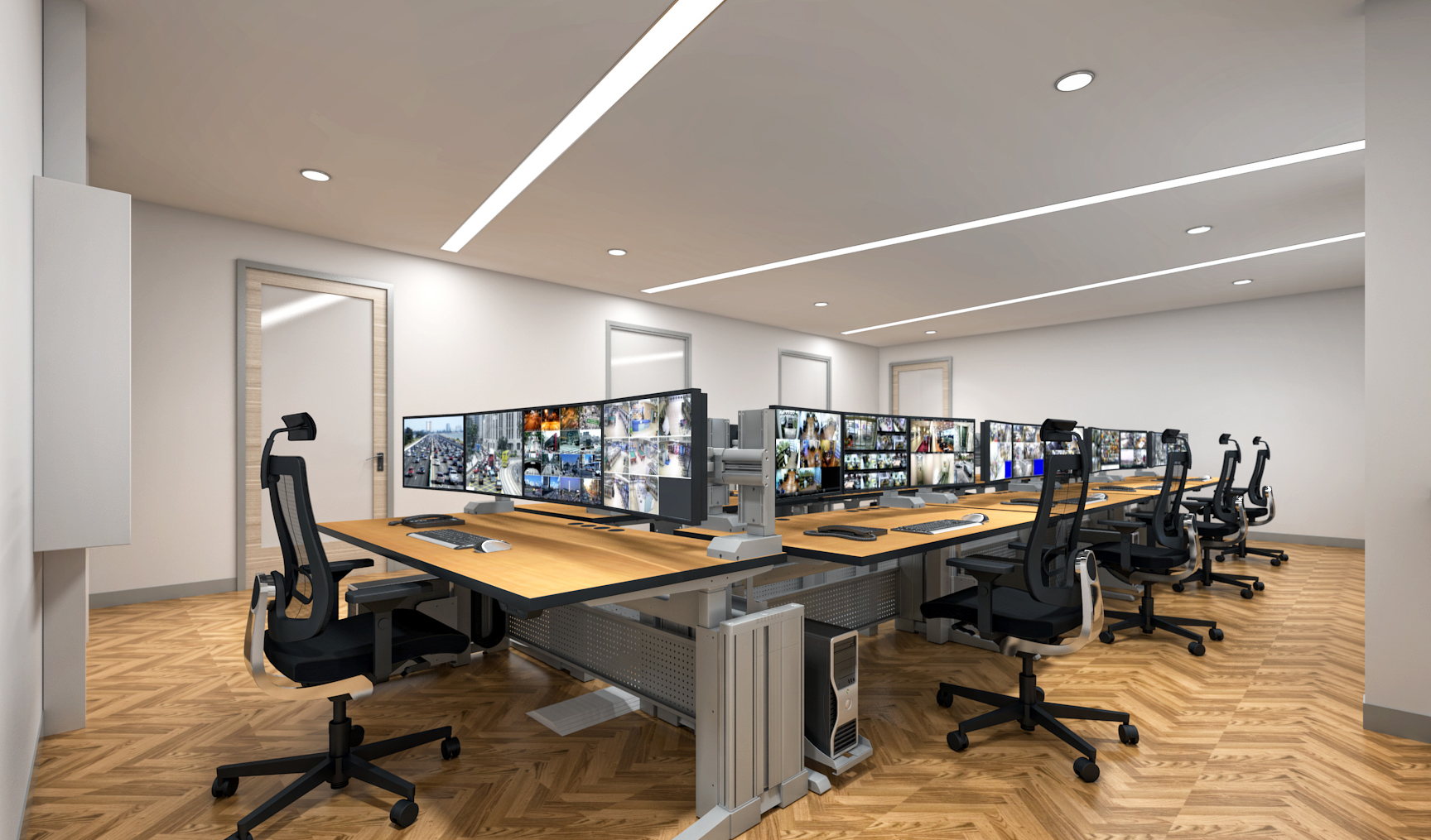 Salle de contrôle avec les consoles Elicon 2 de Knurr