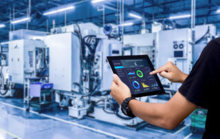 Managing industrial equipment using an IoT dashboard on a tablet in a smart factory