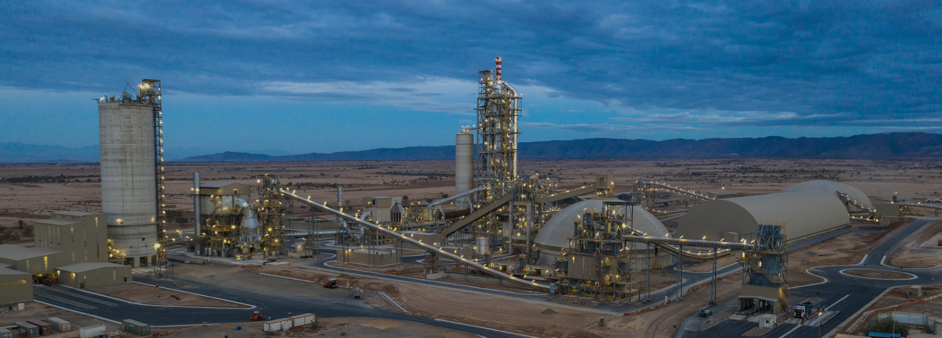 aerial view of industrial factory with production facilities