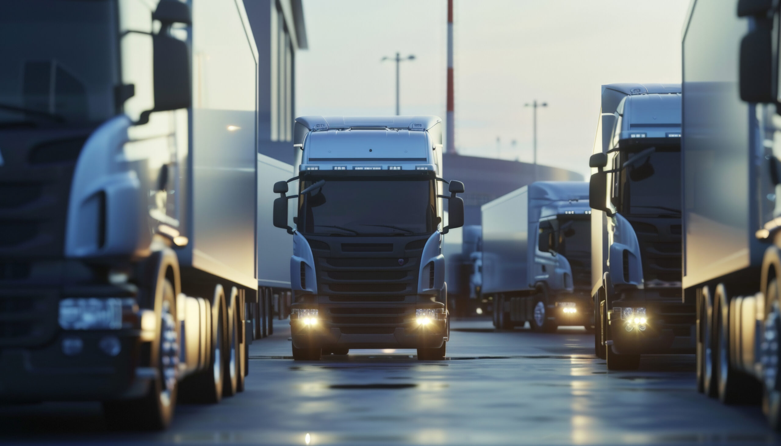 Delivery truck fleet in ground transportation concept